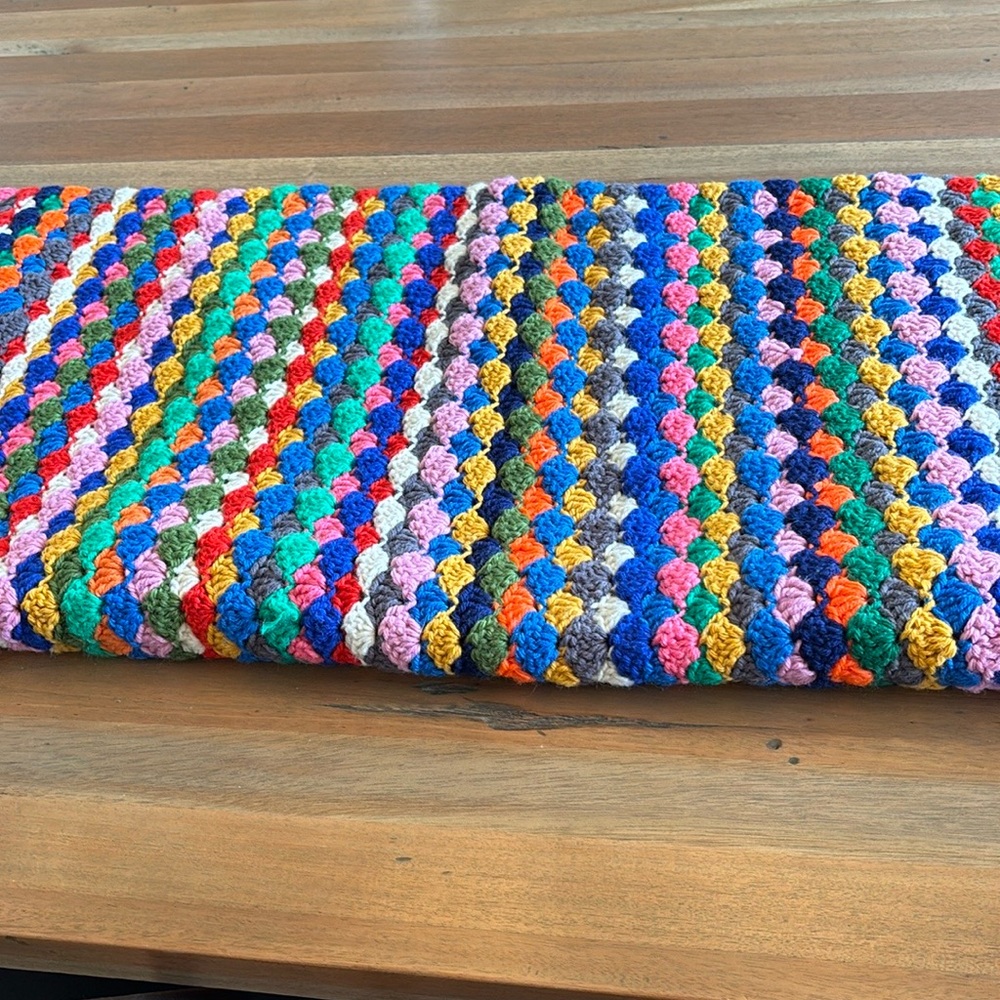 Vintage 1970s crocheted granny blanket